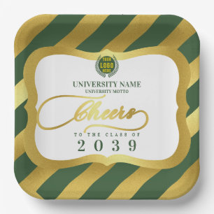 Green 2 School College University Graduation Day Paper Plate