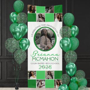 Green 2 Toned Photo Collage Graduation Vinyl Banner