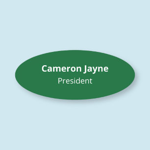 Green 3 inch Oval Name Tag Safety Pin Professional