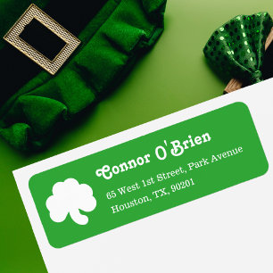 Green 3 Leaf Shamrock Clover Irish St Patricks Day Return Address Label