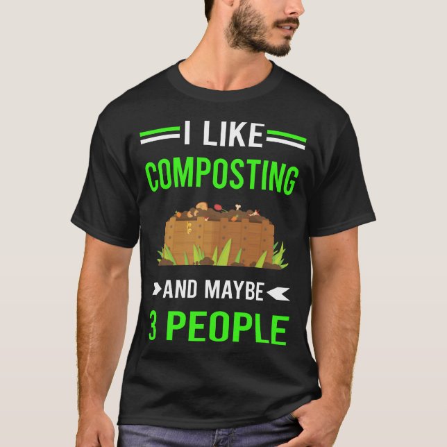 Green 3 People Composting Compost Composter T-Shirt (Front)