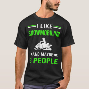 Green 3 People Snowmobiling Snowmobile T-Shirt