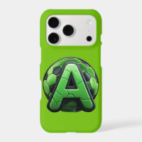 ⚽ Green 3D Letter A Soccer Texture Glossy Sports I