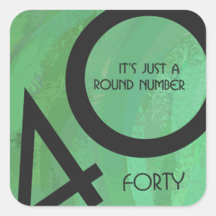 Green 40 Decade Birthday Square Sticker