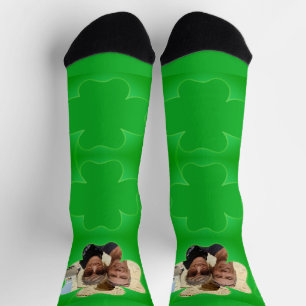 Green 4 Leaf Clover + Photo Socks