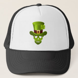 Green 4 Leaf Shamrock Skull And Green Hat