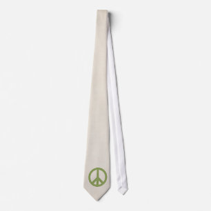 Green 4 Peace Symbol Design Men's Tie