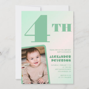 Green 4th birthday invitations Colourful Photo