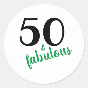 Green 50 and Fabulous Fiftieth Birthday Party Classic Round Sticker