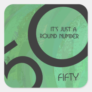 Green 50 Decade Birthday Square Sticker