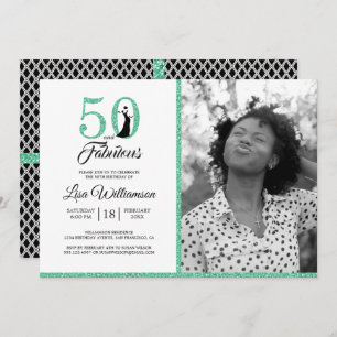 Green 50 Fabulous 50th Birthday Party Photo Invitation
