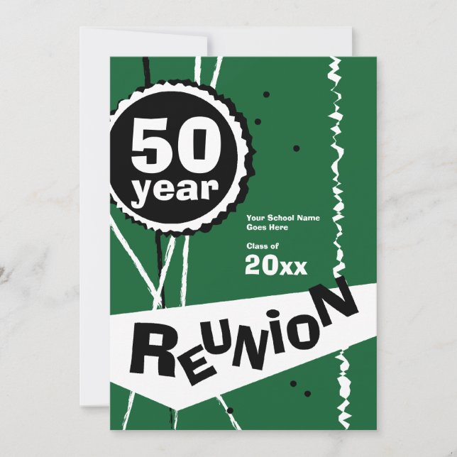Green 50 Year Class Reunion Invitation (Front)