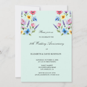 Green 50th anniversary wedding anniversary invitation