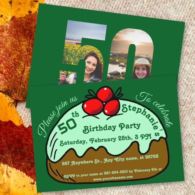 Green 50th Birthday Party Chocolate Donut Dessert Invitation (Creator Uploaded)