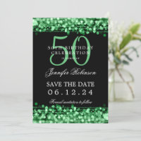 Green 50th Birthday Party Save Date w/ Details