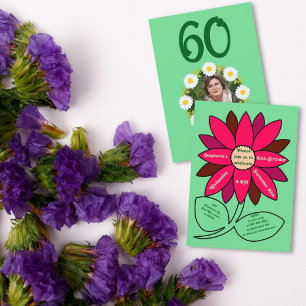 Green 60th Birthday Simple Red Sunflower Invitation