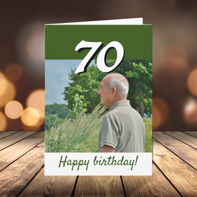 Green 70th Birthday Photo  Card (Creator Uploaded)