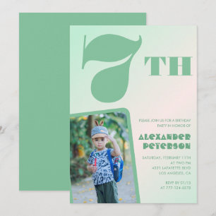 Green 7th birthday invitations Colourful Photo