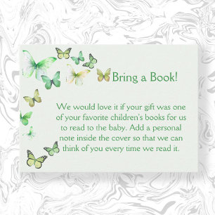 Green A Little Butterfly Baby Shower Enclosure Card