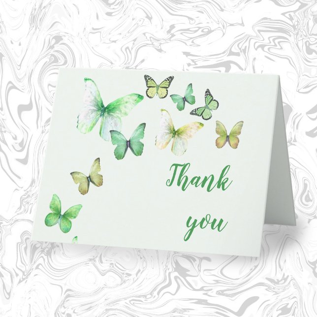 Green A Little Butterfly Blank Inside  Thank You Card (Creator Uploaded)