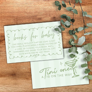 Green A Tini One Baby Shower Books for Baby Enclosure Card