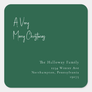 Green A Very Merry Christmas Square Envelope Seal