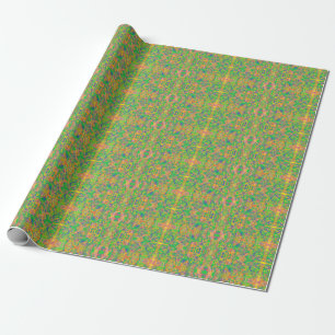 green  abstract art Indian sari look Wrapping Paper