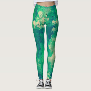 Green Abstract Artsy Leggings