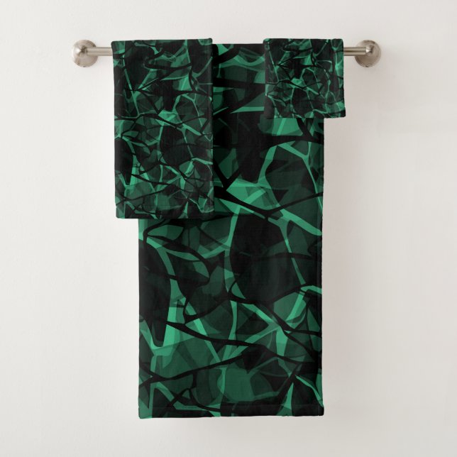 green abstract bath towel set (Insitu)