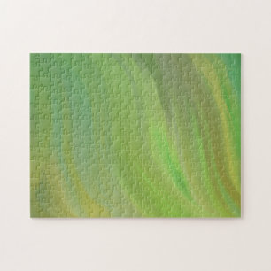 Green Abstract Brush Strokes Gradient Ombre Jigsaw Puzzle