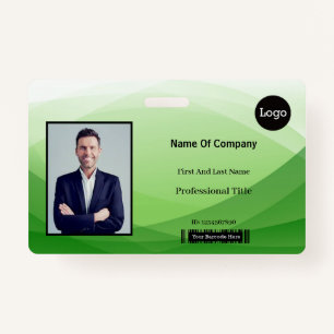 Green Abstract Business Photo Identification ID ID Badge