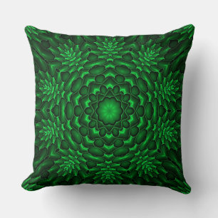 Green Abstract Cactus Floral Pattern Throw Pillow
