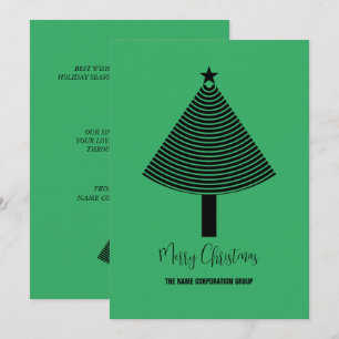 Green abstract Christmas tree business Invitation