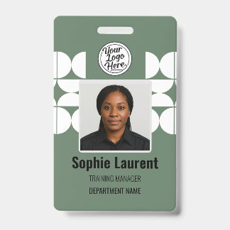 Green Abstract Design Employee Photo ID Company Badge