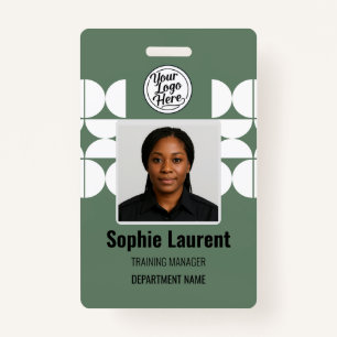 Green Abstract Design Employee Photo ID Company ID Badge