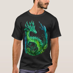 Green Abstract Dragon Nature Design T-Shirt