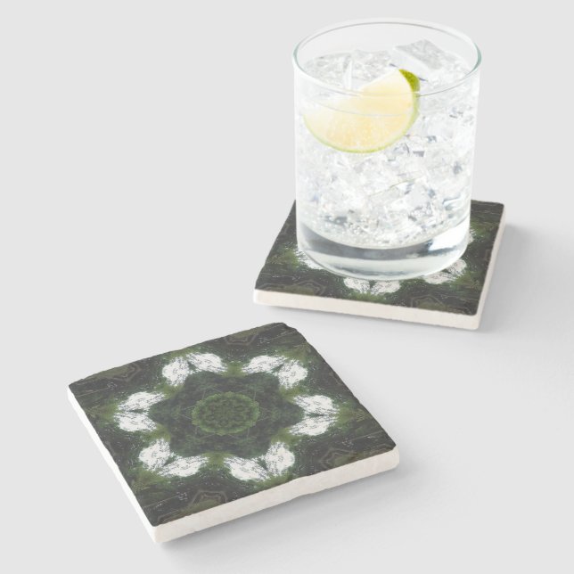 GREEN ABSTRACT DRAWING. SAMER BRASIL 1 STONE COASTER (Side)
