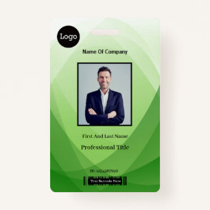 Green Abstract Employee Photo Identification ID ID Badge