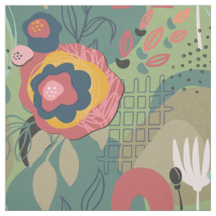 Green Abstract Floral Fabric