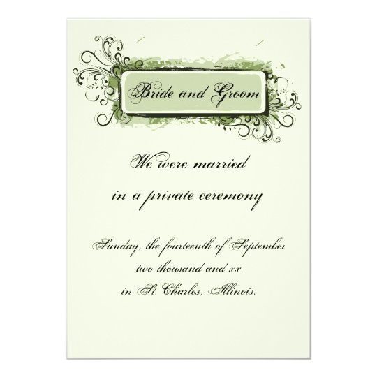 Green Abstract Floral Marriage Announcement