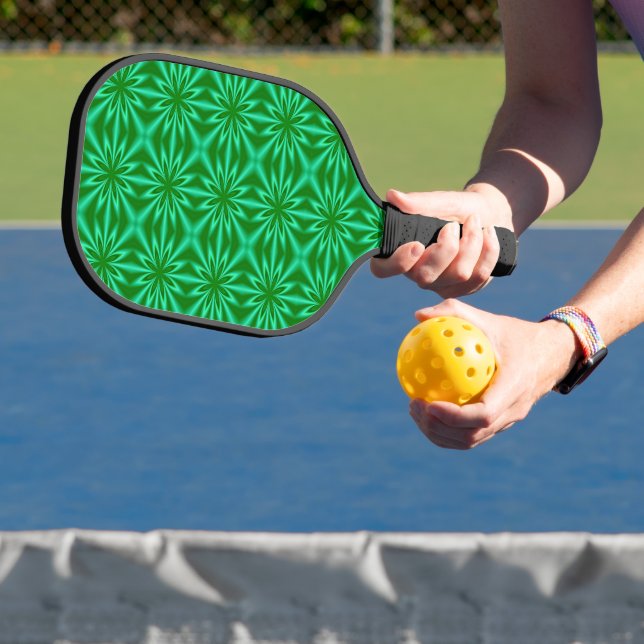 Green Abstract Floral Pattern Pickleball Paddle (Insitu)