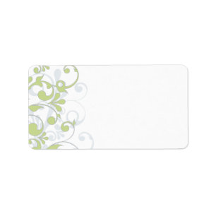 Green Abstract Floral Wedding Blank Address Label