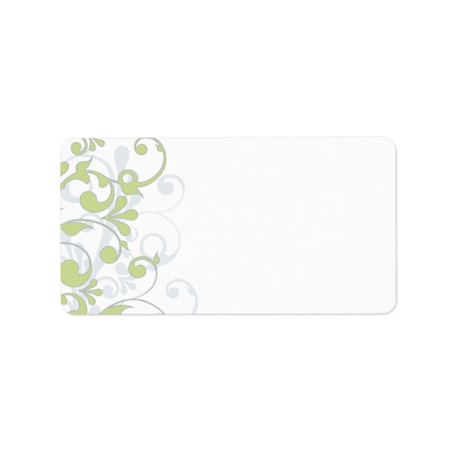 Green Abstract Floral Wedding Blank Address Label (Front)