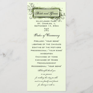 Green Abstract Floral Wedding Program