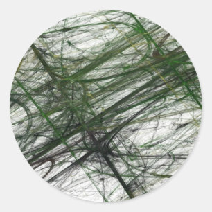 Green Abstract Fractal Round Sticker