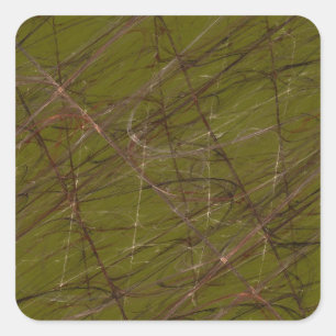 Green Abstract Fractal Square Sticker