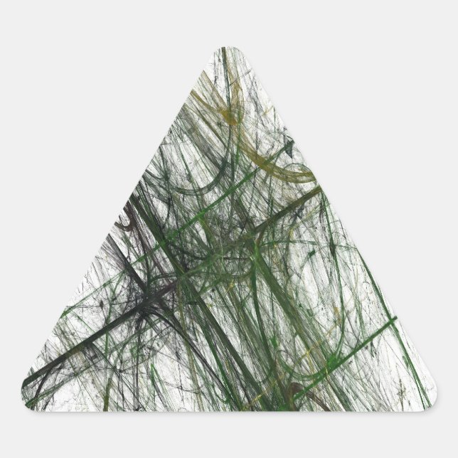 Green Abstract Fractal Triangle Sticker (Front)