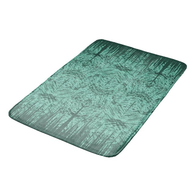 Green Abstract Island Tiki Pattern Bath Mat (Angled)
