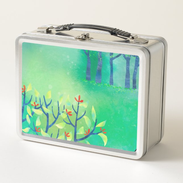 Green Abstract Landscape Metal Lunch Box (Front)