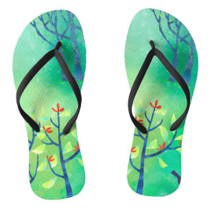 Green Abstract Landscape Thongs